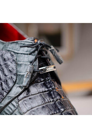 Marco Di Milano Caribe Dark Gray Genuine Hornback Caiman Crocodile Derby (MDM1118)-AmbrogioShoes