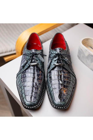 Marco Di Milano Caribe Dark Gray Genuine Hornback Caiman Crocodile Derby (MDM1118)-AmbrogioShoes