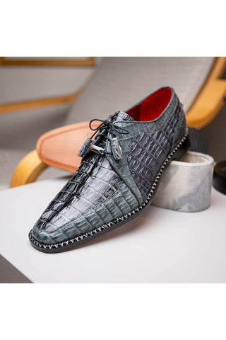 Marco Di Milano Caribe Dark Gray Genuine Hornback Caiman Crocodile Derby (MDM1118)-AmbrogioShoes