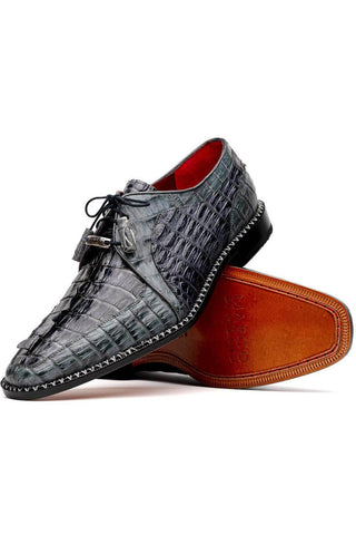 Marco Di Milano Caribe Dark Gray Genuine Hornback Caiman Crocodile Derby (MDM1118)-AmbrogioShoes