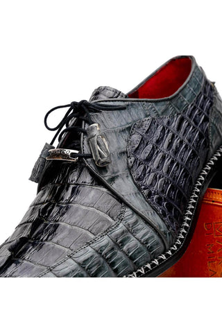 Marco Di Milano Caribe Dark Gray Genuine Hornback Caiman Crocodile Derby (MDM1118)-AmbrogioShoes
