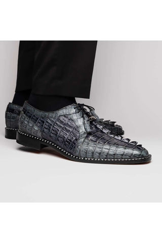 Marco Di Milano Caribe Dark Gray Genuine Hornback Caiman Crocodile Derby (MDM1118)-AmbrogioShoes