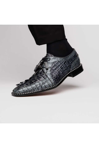 Marco Di Milano Caribe Dark Gray Genuine Hornback Caiman Crocodile Derby (MDM1118)-AmbrogioShoes