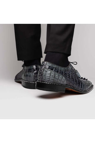Marco Di Milano Caribe Dark Gray Genuine Hornback Caiman Crocodile Derby (MDM1118)-AmbrogioShoes