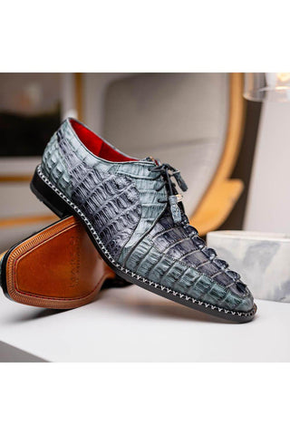 Marco Di Milano Caribe Dark Gray Genuine Hornback Caiman Crocodile Derby (MDM1118)-AmbrogioShoes