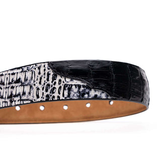 Marco Di Milano Caribe Men's Black / Newspaper Genuine Crocodile Belts (MDMB1045)-AmbrogioShoes