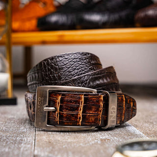 Marco Di Milano Caribe Men's Brown Genuine Crocodile Belts (MDMB1045)-AmbrogioShoes