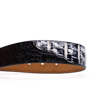 Marco Di Milano Caribe Men's Newspaper / Black Genuine Crocodile Belts (MDMB1045)-AmbrogioShoes