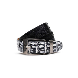 Marco Di Milano Caribe Men's Newspaper / Black Genuine Crocodile Belts (MDMB1045)-AmbrogioShoes