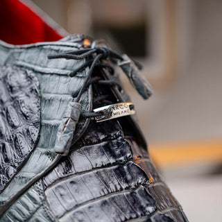 Marco Di Milano Caribe Men's Shoes Dark Gray Genuine Hornback Caiman Crocodile Derby (MDM1118)-AmbrogioShoes