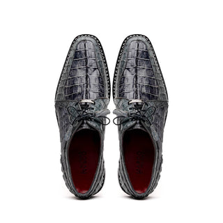 Marco Di Milano Caribe Men's Shoes Dark Gray Genuine Hornback Caiman Crocodile Derby (MDM1118)-AmbrogioShoes
