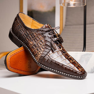 Marco Di Milano Caribe Men's Shoes Orix & Brown Genuine Hornback Caiman Crocodile Derby (MDM1118)-AmbrogioShoes