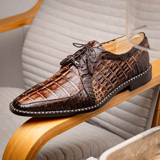 Marco Di Milano Caribe Men's Shoes Orix & Brown Genuine Hornback Caiman Crocodile Derby (MDM1118)-AmbrogioShoes