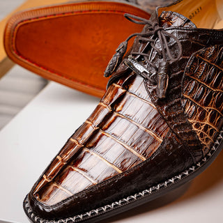 Marco Di Milano Caribe Men's Shoes Orix & Brown Genuine Hornback Caiman Crocodile Derby (MDM1118)-AmbrogioShoes