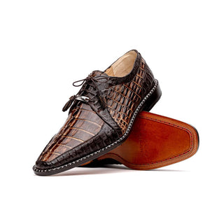 Marco Di Milano Caribe Men's Shoes Orix & Brown Genuine Hornback Caiman Crocodile Derby (MDM1118)-AmbrogioShoes