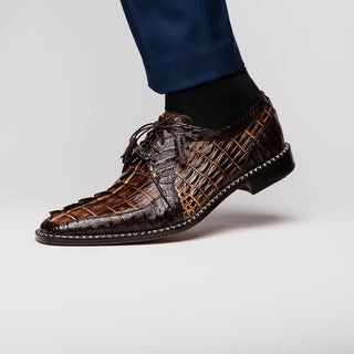 Marco Di Milano Caribe Men's Shoes Orix & Brown Genuine Hornback Caiman Crocodile Derby (MDM1118)-AmbrogioShoes