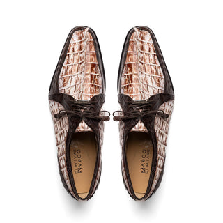 Marco Di Milano Caribe Men's Shoes White & Brown Genuine Hornback Caiman Crocodile Derby (MDM1118)-AmbrogioShoes