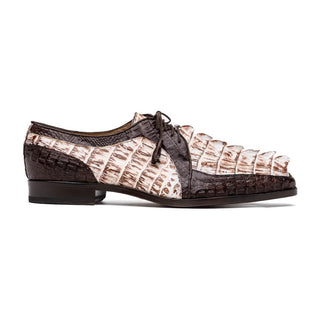 Marco Di Milano Caribe Men's Shoes White & Brown Genuine Hornback Caiman Crocodile Derby (MDM1118)-AmbrogioShoes