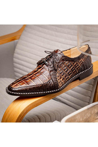 Marco Di Milano Caribe Orix & Brown Genuine Hornback Caiman Crocodile Derby (MDM1118)-AmbrogioShoes