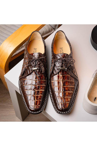 Marco Di Milano Caribe Orix & Brown Genuine Hornback Caiman Crocodile Derby (MDM1118)-AmbrogioShoes