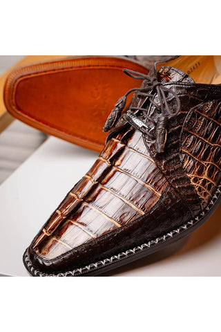 Marco Di Milano Caribe Orix & Brown Genuine Hornback Caiman Crocodile Derby (MDM1118)-AmbrogioShoes