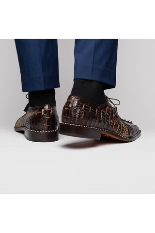 Marco Di Milano Caribe Orix & Brown Genuine Hornback Caiman Crocodile Derby (MDM1118)-AmbrogioShoes