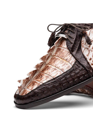 Marco Di Milano Caribe White & Brown Genuine Hornback Caiman Crocodile Derby (MDM1118)-AmbrogioShoes