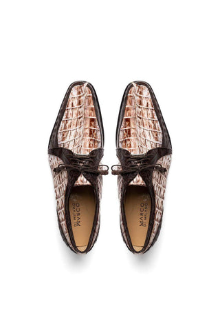 Marco Di Milano Caribe White & Brown Genuine Hornback Caiman Crocodile Derby (MDM1118)-AmbrogioShoes