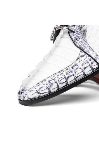 Marco Di Milano Caribe White & Newspaper Genuine Hornback Caiman Crocodile Derby (MDM1118)-AmbrogioShoes