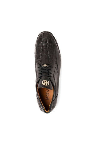 Marco Di Milano Crater Black Exotic Crocodile / Lizard Derby Sneakers (MDM1190)-AmbrogioShoes