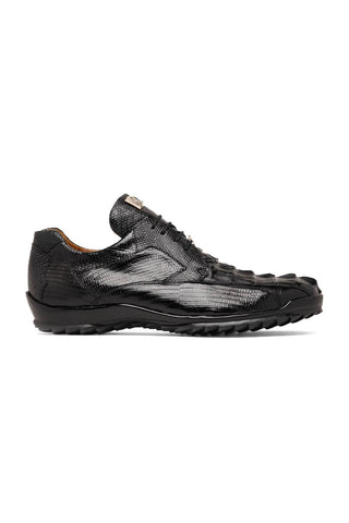 Marco Di Milano Crater Black Exotic Crocodile / Lizard Derby Sneakers (MDM1190)-AmbrogioShoes