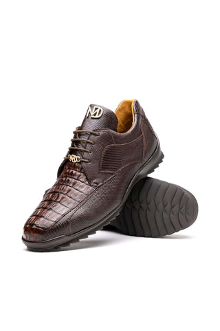 Marco Di Milano Crater Brown Exotic Crocodile & Lizard Skin Sneakers (MDM1253)-AmbrogioShoes