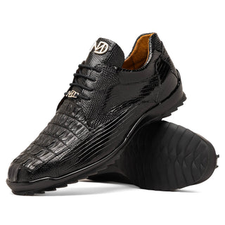 Marco Di Milano Crater Men's Shoes Black Exotic Crocodile / Lizard Derby Sneakers (MDM1190)-AmbrogioShoes