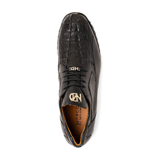 Marco Di Milano Crater Men's Shoes Black Exotic Crocodile / Lizard Derby Sneakers (MDM1190)-AmbrogioShoes