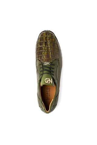 Marco Di Milano Crater Olive Exotic Crocodile / Lizard Derby Sneakers (MDM1190)-AmbrogioShoes