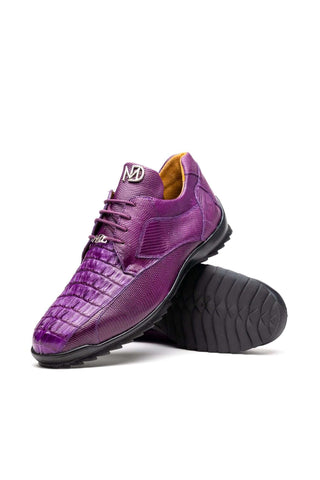 Marco Di Milano Crater Purple Exotic Crocodile & Lizard Skin Sneakers (MDM1251)-AmbrogioShoes