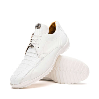 Marco Di Milano Crater White Exotic Crocodile & Lizard Skin Sneakers (MDM1252)-AmbrogioShoes