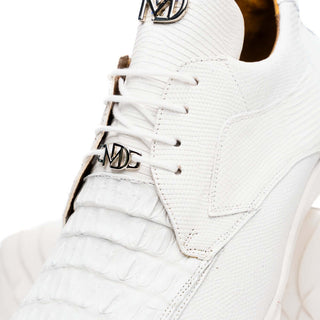 Marco Di Milano Crater White Exotic Crocodile & Lizard Skin Sneakers (MDM1252)-AmbrogioShoes