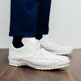 Marco Di Milano Crater White Exotic Crocodile & Lizard Skin Sneakers (MDM1252)-AmbrogioShoes