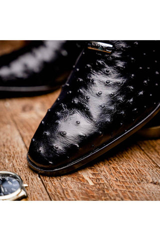 Marco Di Milano Criss Black Exotic Ostrich Quill Oxfords (MDM1073)-AmbrogioShoes
