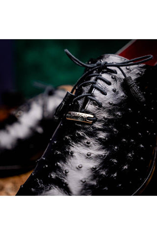 Marco Di Milano Criss Black Exotic Ostrich Quill Oxfords (MDM1073)-AmbrogioShoes