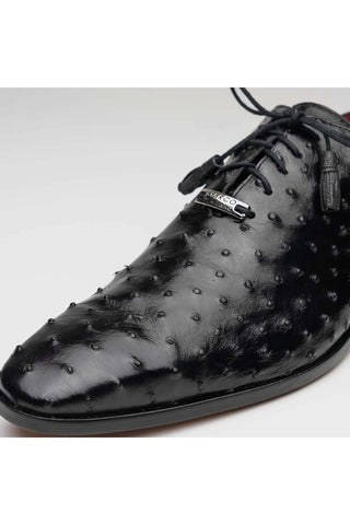 Marco Di Milano Criss Black Exotic Ostrich Quill Oxfords (MDM1073)-AmbrogioShoes