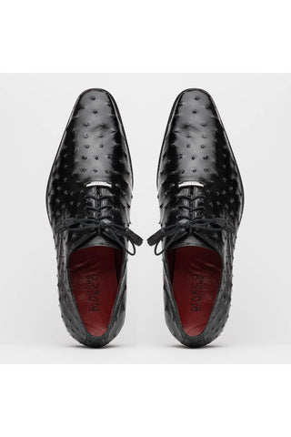 Marco Di Milano Criss Black Exotic Ostrich Quill Oxfords (MDM1073)-AmbrogioShoes