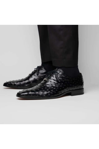 Marco Di Milano Criss Black Exotic Ostrich Quill Oxfords (MDM1073)-AmbrogioShoes