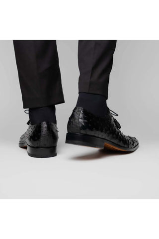 Marco Di Milano Criss Black Exotic Ostrich Quill Oxfords (MDM1073)-AmbrogioShoes