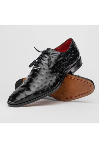 Marco Di Milano Criss Black Exotic Ostrich Quill Oxfords (MDM1073)-AmbrogioShoes