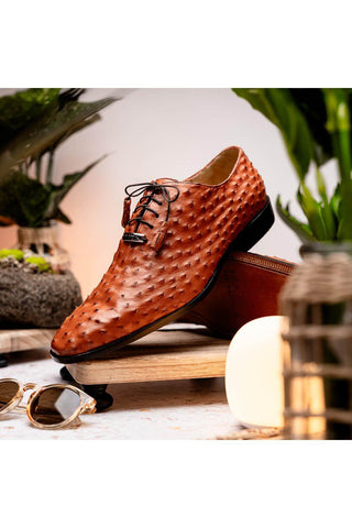 Marco Di Milano Criss Brandy Exotic Ostrich Quill Oxfords (MDM1073)-AmbrogioShoes