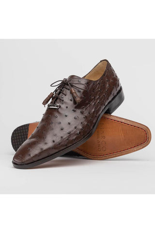 Marco Di Milano Criss Exotic Brown Ostrich Quill Oxfords (MDM1073)-AmbrogioShoes