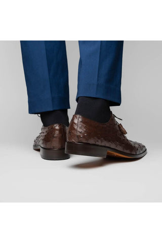 Marco Di Milano Criss Exotic Brown Ostrich Quill Oxfords (MDM1073)-AmbrogioShoes