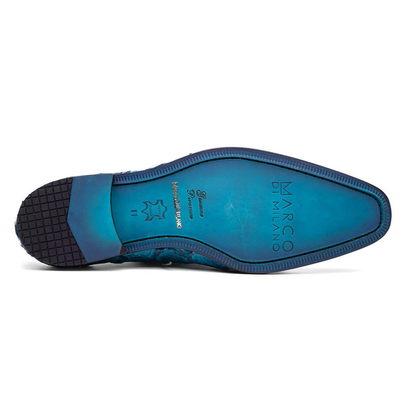 Marco Di Milano Criss Exotic Pirarucu Leather Blue Oxfords (MDM1028)-AmbrogioShoes